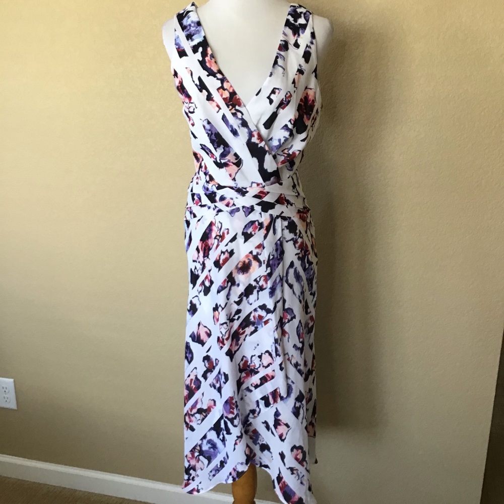 White House Black Market Floral Stripe Wrap Dress, Size 10